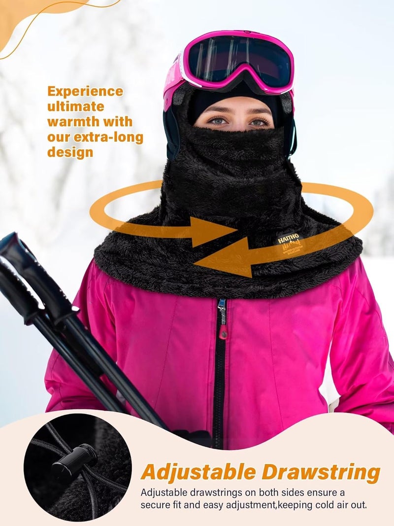 HAITHO Ski Mask Balaclava for Women Men, Winter Full Face Mask Hooded Scarf for Cold Weather, Warm Fleece Head Cover Neck Warmer - Image 3